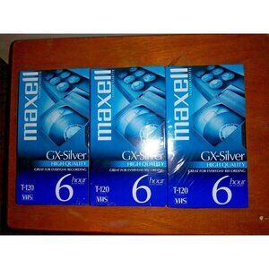 3 pack VHS Blank Tapes NEW SEALED Maxell GX-Silver High Quality 6 Hours T-120